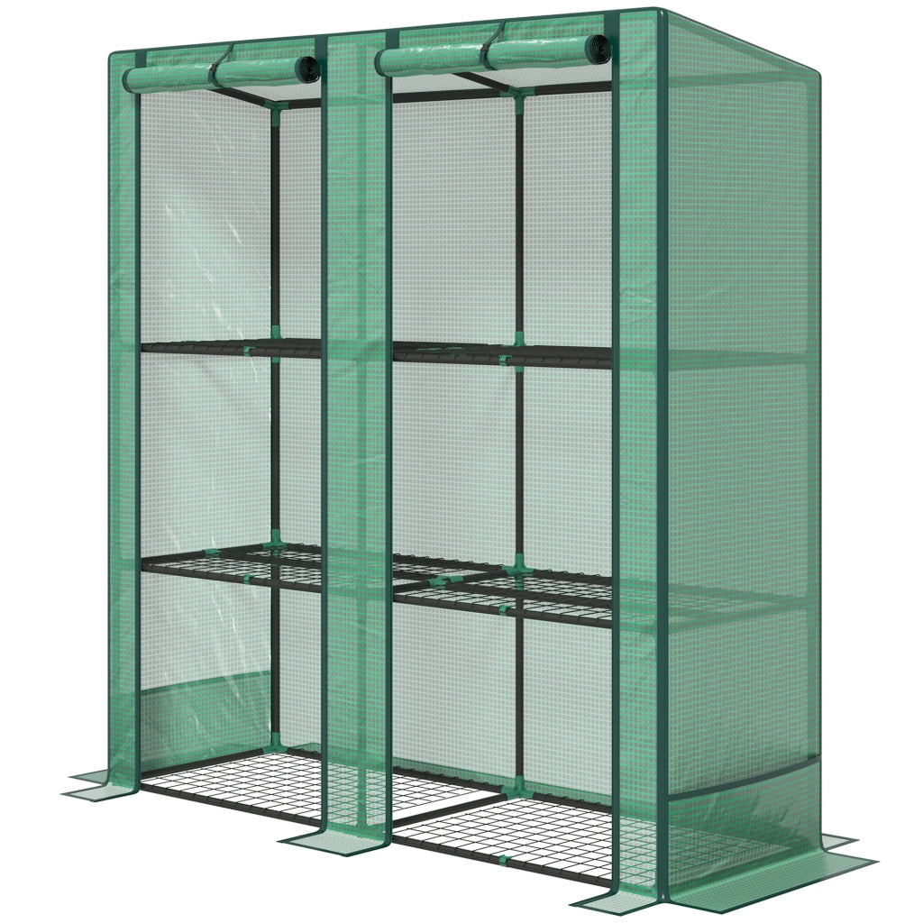 Serra da giardino con ripiani metallici 3 livelli ¨C zephmum ¨C verde 144x48x152 cm