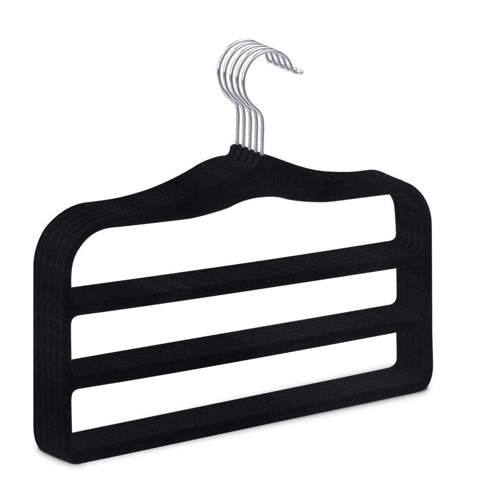 Trade Shop - Set 2 Pezzi Gruccia In Velluto Appendi 3 Spazi Salvaspazio Appendi Pantaloni -