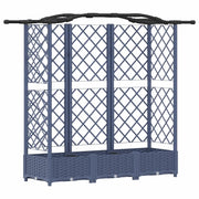 Fioriere | Cassetta per fiori | Letto Rialzato con Griglia e Tetto Grigio 163 x 40 x 126 cm PP