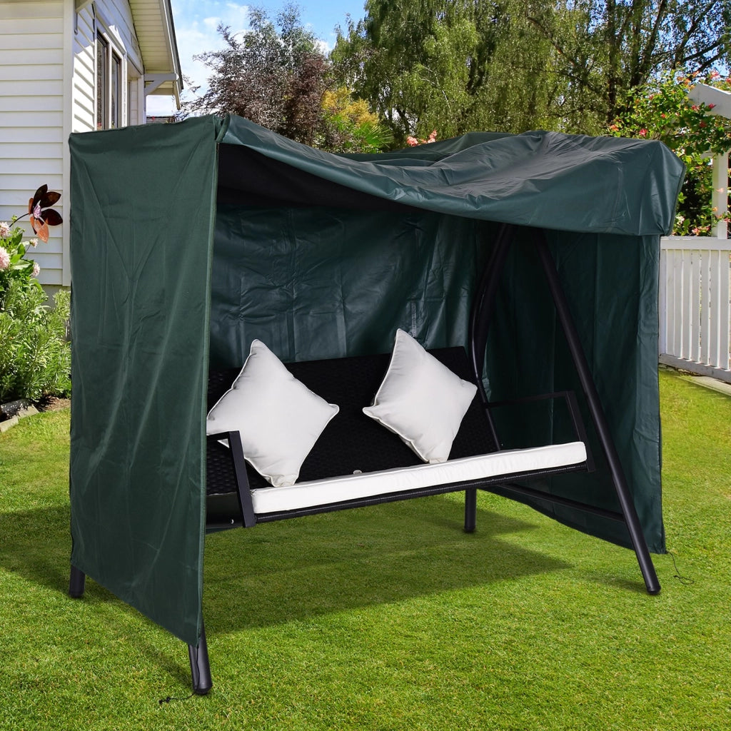 Copertura protettiva per altalena da giardino in poliestere, verde scuro, 205 x 124 x 164 cm