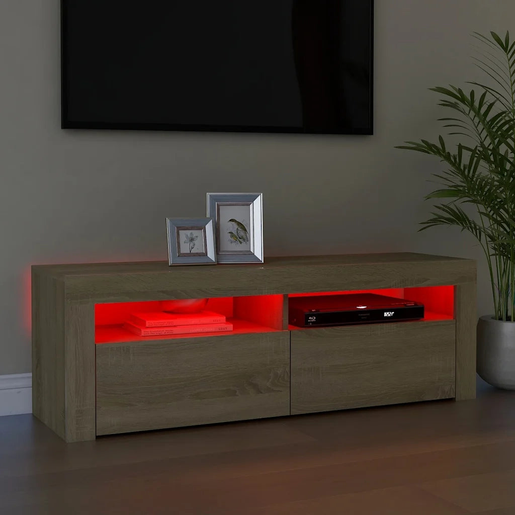 Mobile Porta TV con Luci LED Rovere Sonoma 120x35x40 cm 804313