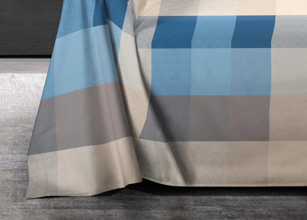 Telo Arredo Granfoulard Copritutto Salvadivano 100% Cotone Disegno Scotland - Matrimoniale - Azzurro