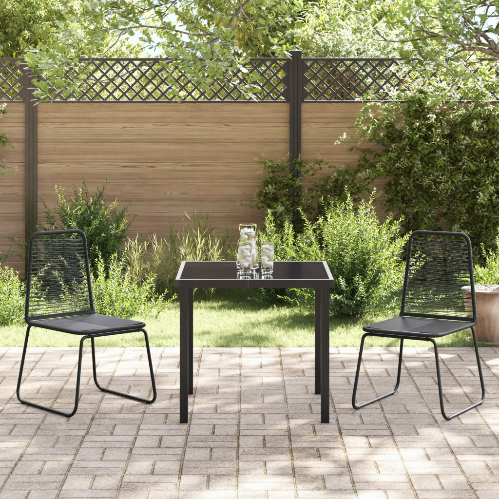 Set da Pranzo da Giardino 3 Pezzi in Rattan Poli Nera
