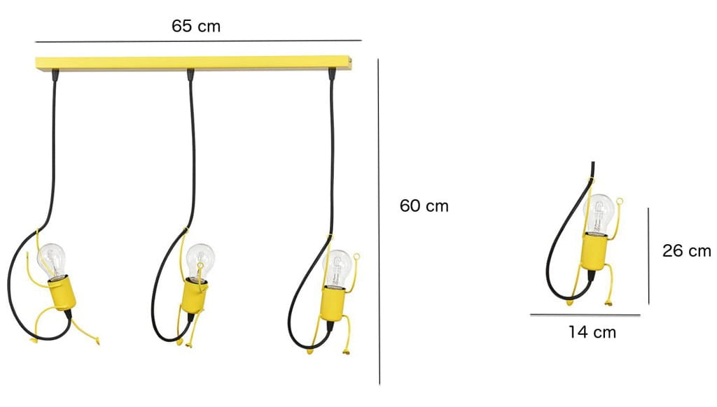 Emibig Bobi 3 lampadario nero/rosso 3xE27 15W metallo