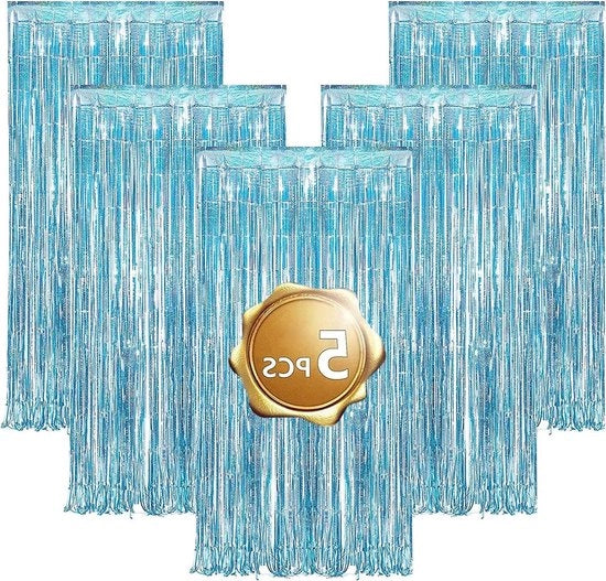 Tendone di Nastro con Scintille Blu Luminoso - 5 Pezzi di Carta di Decorazione per Festa di Matrimonio, Festa di Natale, Festa di Compleanno, Decorazione di Podio.
