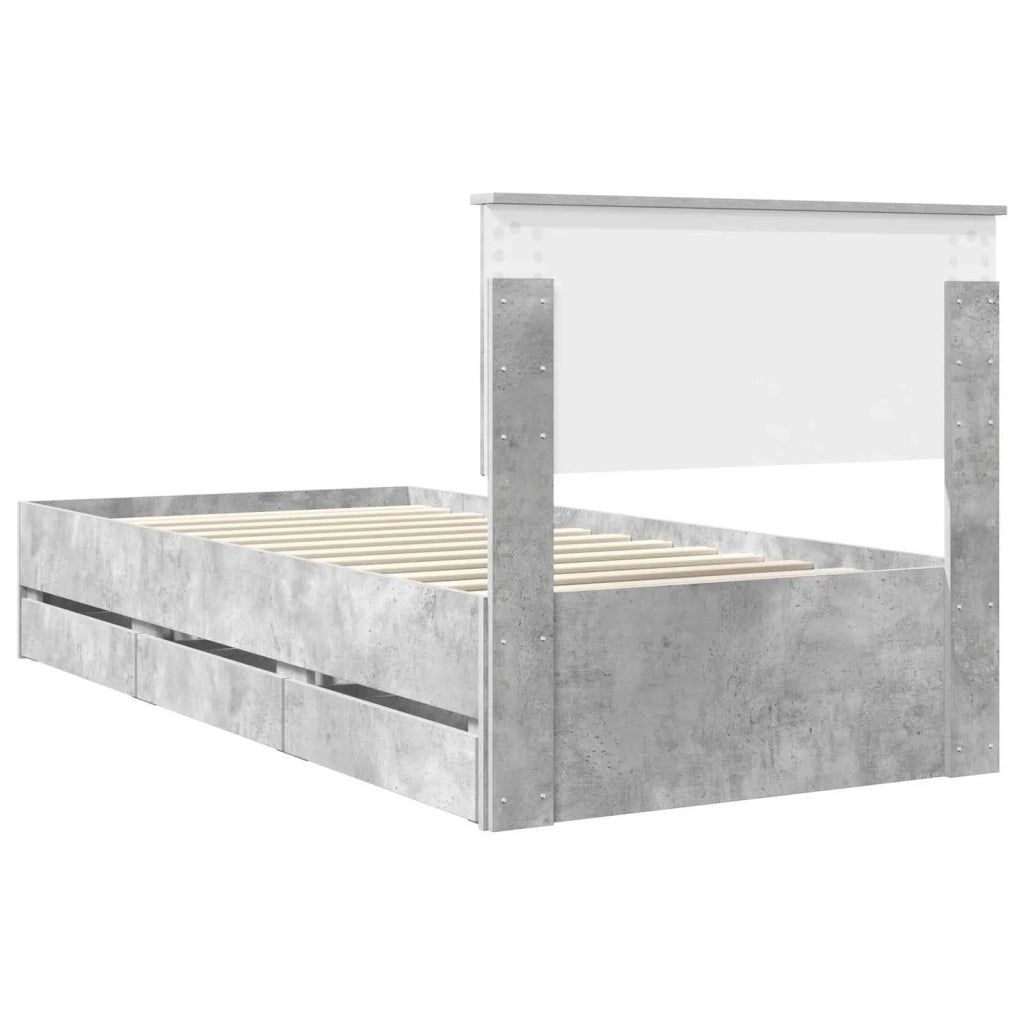 Struttura del letto con cassetto Grigio cemento 90 x 200 cm 3410745