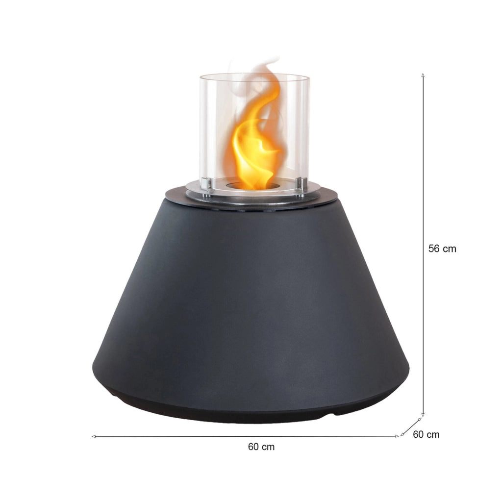 Camino a bioetanolo Parbo, Caminetto ecologico, Focolare senza fumo, Riscaldatore ad etanolo, Made in Italy, 60x60 h56 cm, Nero