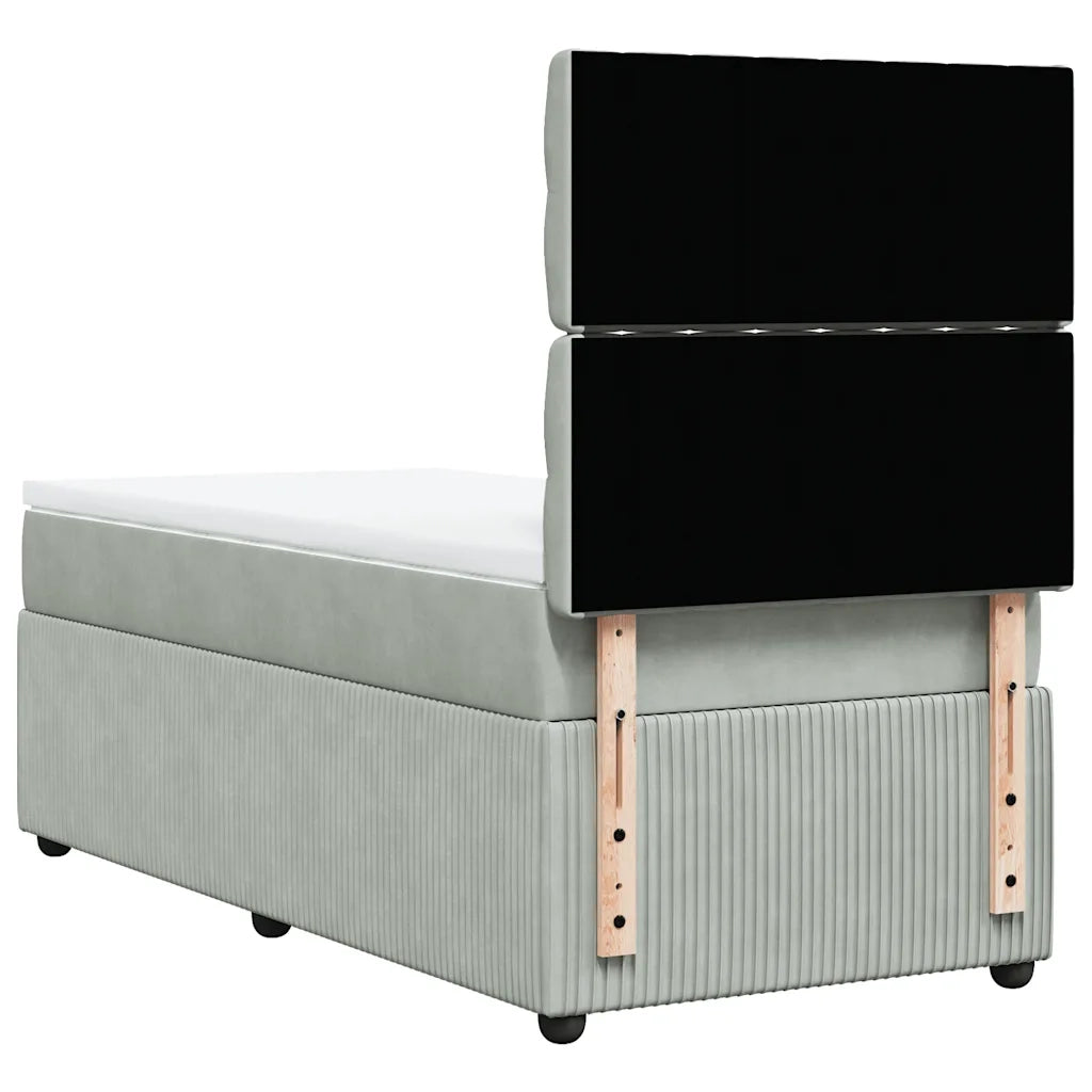 Giroletto a Molle con Materasso Grigio Chiaro 90x200 cm Velluto