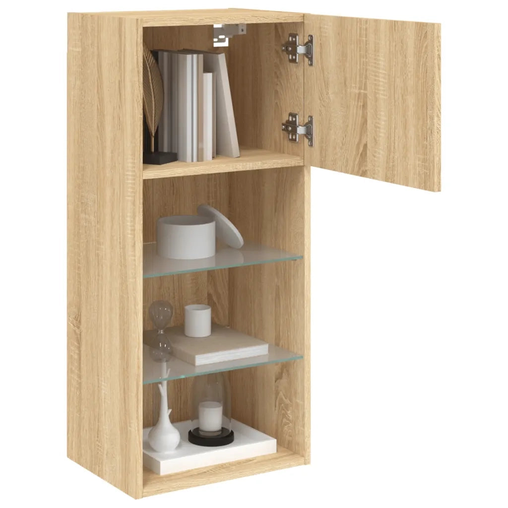 Mobile TV con Luci LED Rovere Sonoma 40,5x30x90 cm 837047