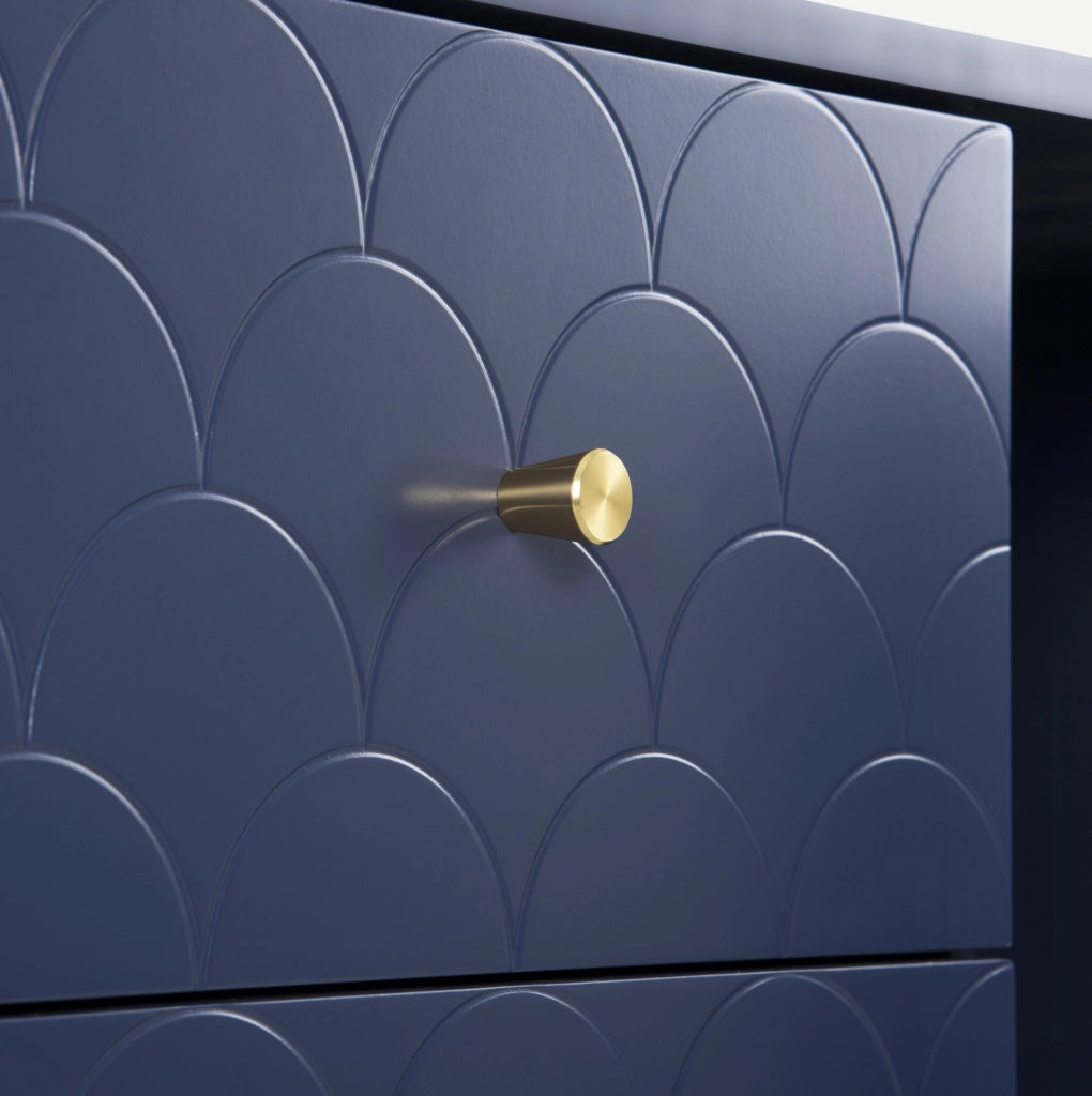 Credenza con 2 ante e 3 cassetti 120x40x83 cm in truciolare e metallo; blu navy