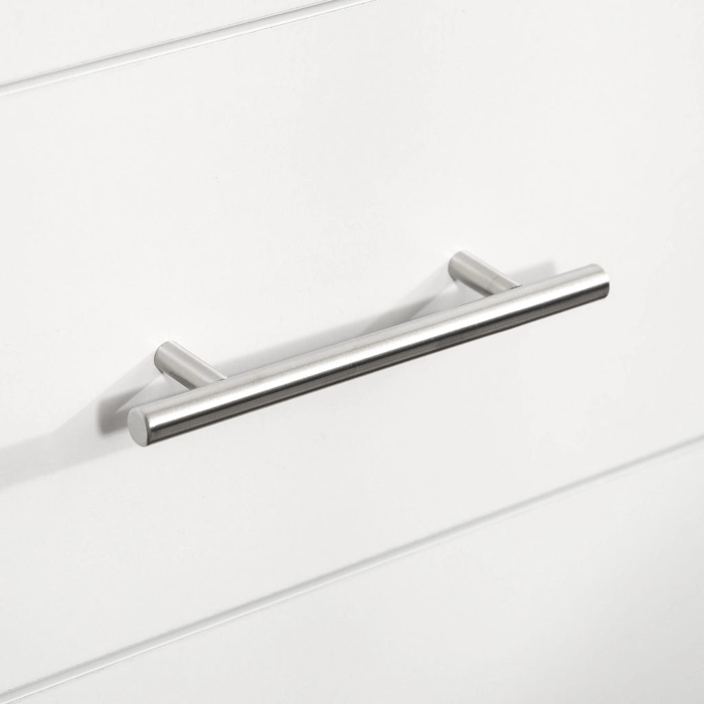 Cassettiera 4 Cassetti 112x38,2x81 cm in Legno con Maniglie in Metallo Bianco