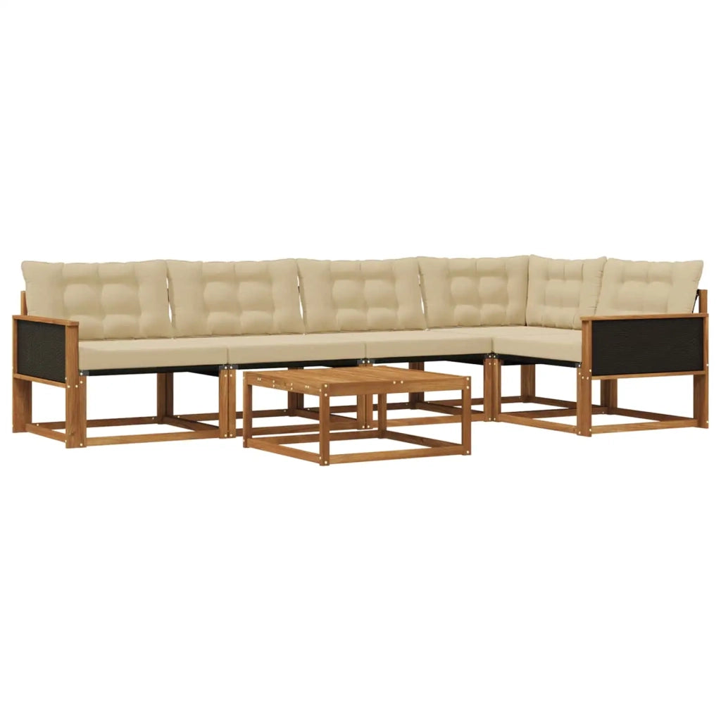 Set di divani da esterno con cuscino 6 pcs Naturale e Beige 3381433