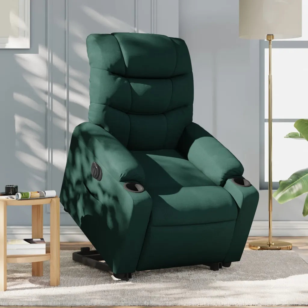 Poltrona Alzapersona Reclinabile Elettrica Verde Scuro Tessuto 3206669