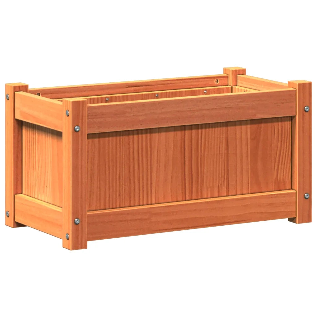 Fioriere da Giardino 2pz Marrone Cera Legno Massello di Pino 837444
