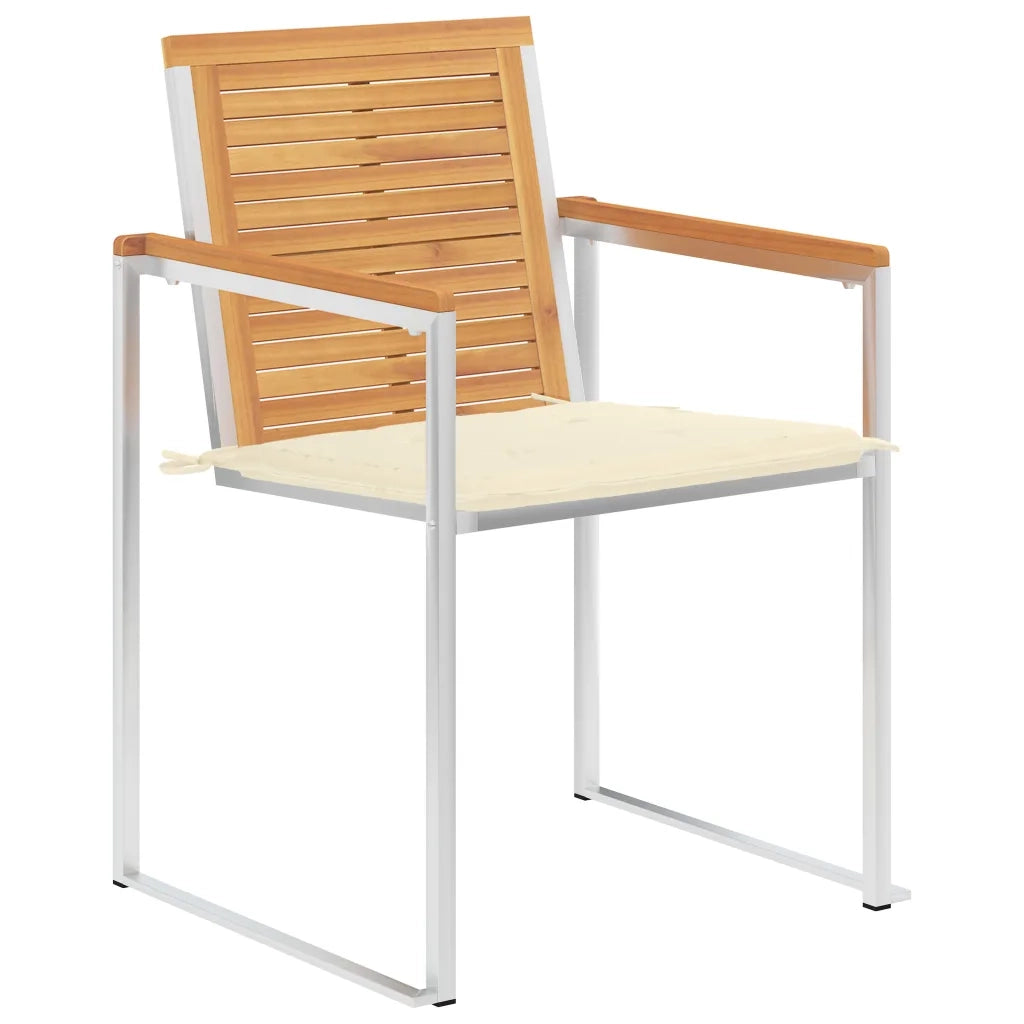 Sedie da Giardino 2 pz con Cuscini in Legno di Teak e Acciaio cod mxl 7953