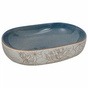 Lavabo da Appoggio Sabbia e Blu Ovale 59x40x14 cm Ceramica CFW5866513