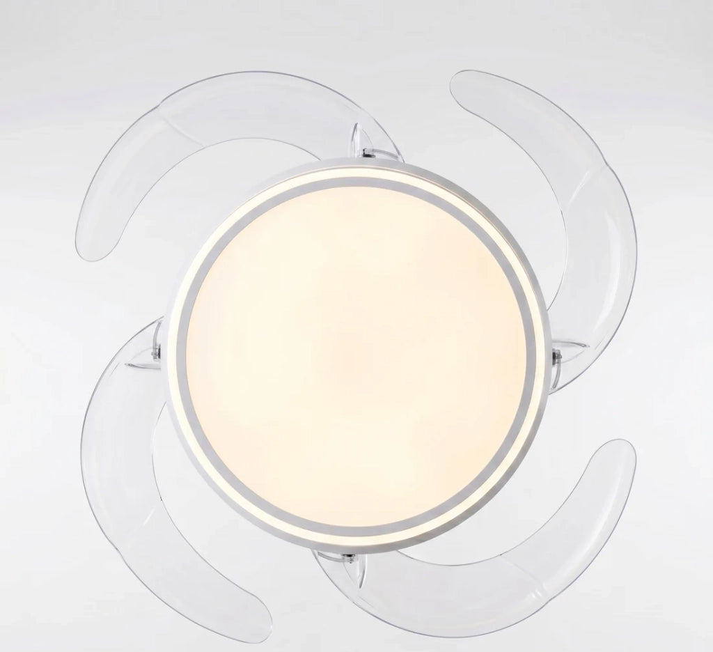 Plafoniera Ventilatore da Soffitto 108cm Pale a Scomparsa, Luce LED Dimmerabile, Telecomando e Motore Silenzioso, Bianco