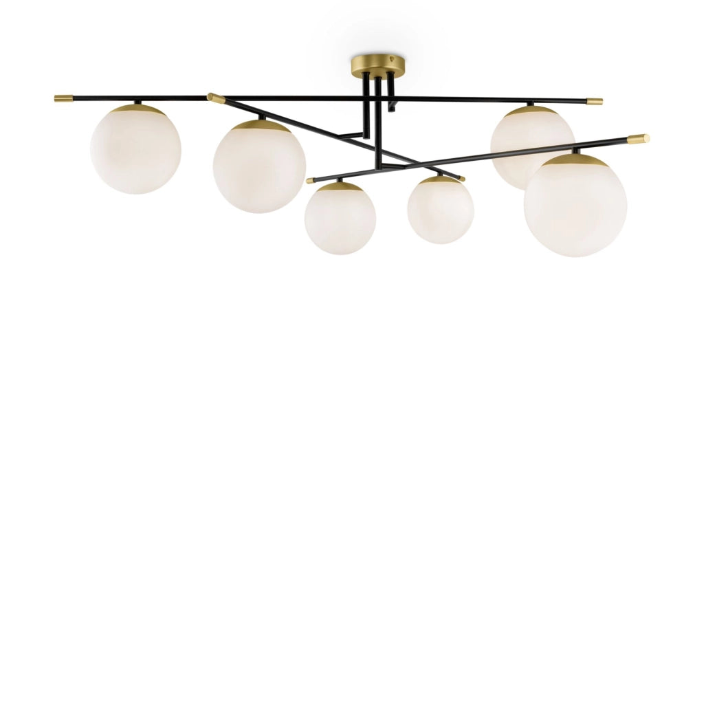 Maytoni Lampadario contemporaneo Nostalgia 6 luci E14 oro opaco metallo diffusori vetro