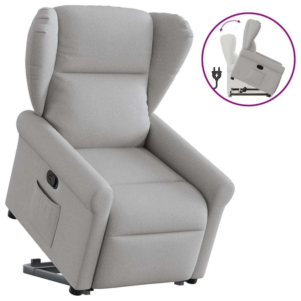 Poltrona Alzapersona Reclinabile Grigio Nuvola in Tessuto 3303383
