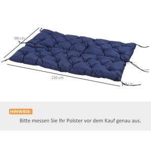 Cuscino per panca blu 150 x 98 x 8 cm con sei lacci
