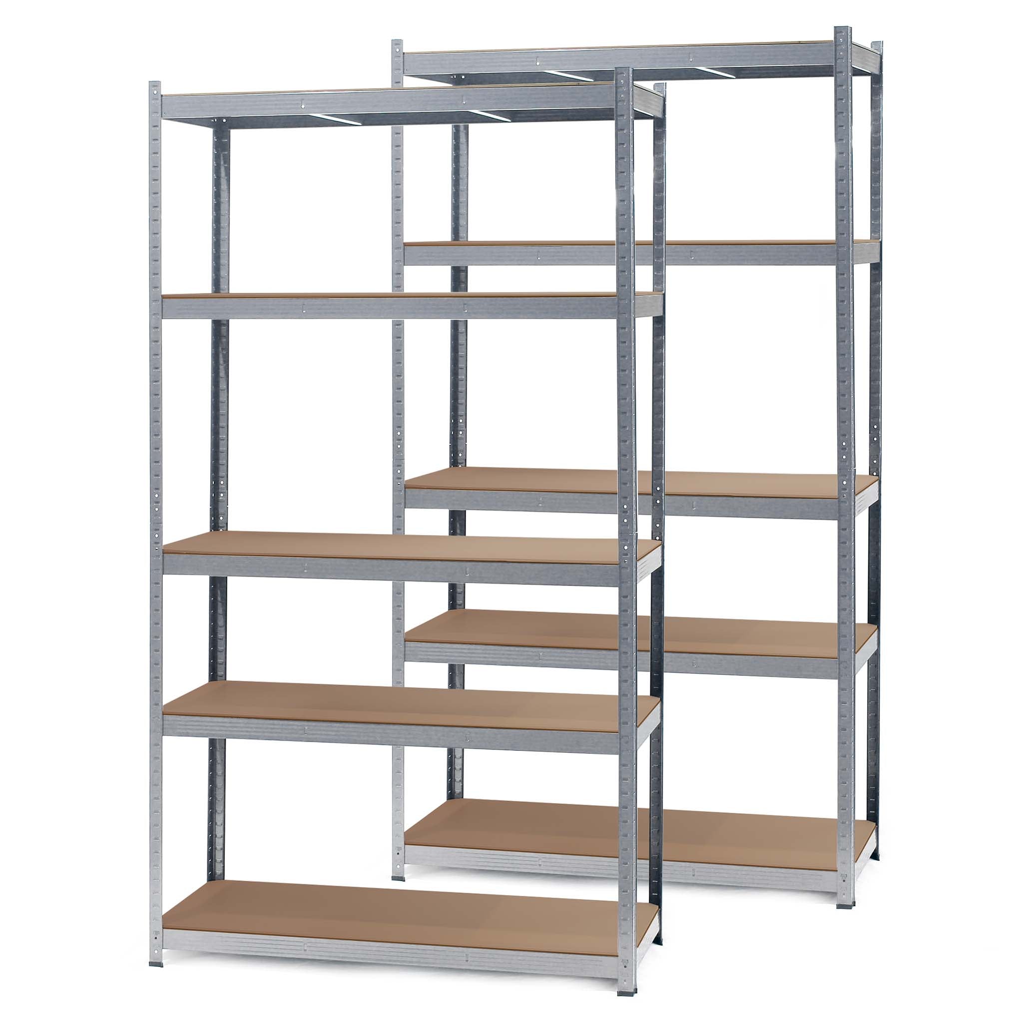 Set 2x Scaffali zincati a incastro per carichi pesanti 100x60x200cm 5 ripiani 200kg/piano