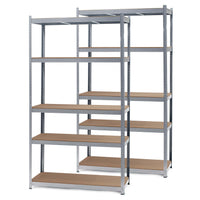 Set 2x Scaffali zincati a incastro per carichi pesanti 100x60x200cm 5 ripiani 200kg/piano