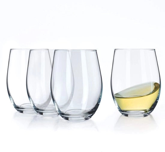 Set di bicchieri in vetro di calcio neutro, 580 ml, bicchieri da vino trasparenti, bicchieri universali moderni, bicchieri per succhi di frutta, set di bicchieri (4 pezzi)