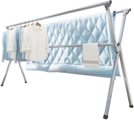 Droogrek Opvougbile 200 cm per Bagni e Giardini, Droogrek per Abbigliamento, Asse di Stagno Robusto, 20 Ganci, 12 Clip