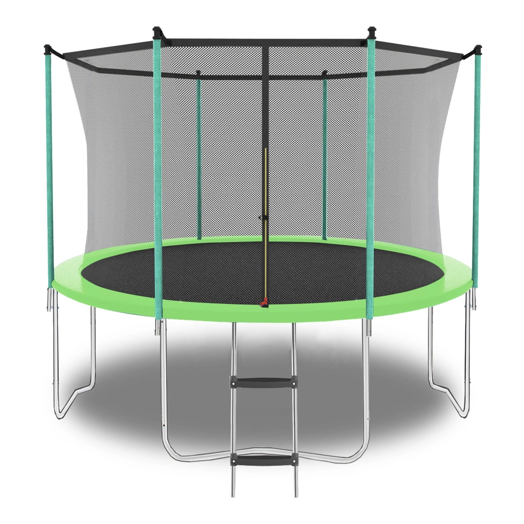 TRAMPOLINO da esterno e interno 243,84 x 243,84 cm Verde con rete di sicurezza e scala