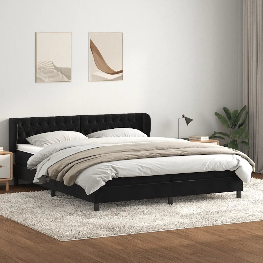 Giroletto a Molle con Materassi Nero 200x220 cm in Velluto 3317837
