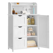 Mobiletto da bagno mobile contenitore mobiletto con multipresa 3 cassetti 1 anta 2 ripiani regolabili per sala da pranzo cucina soggiorno bianco 12_0008024