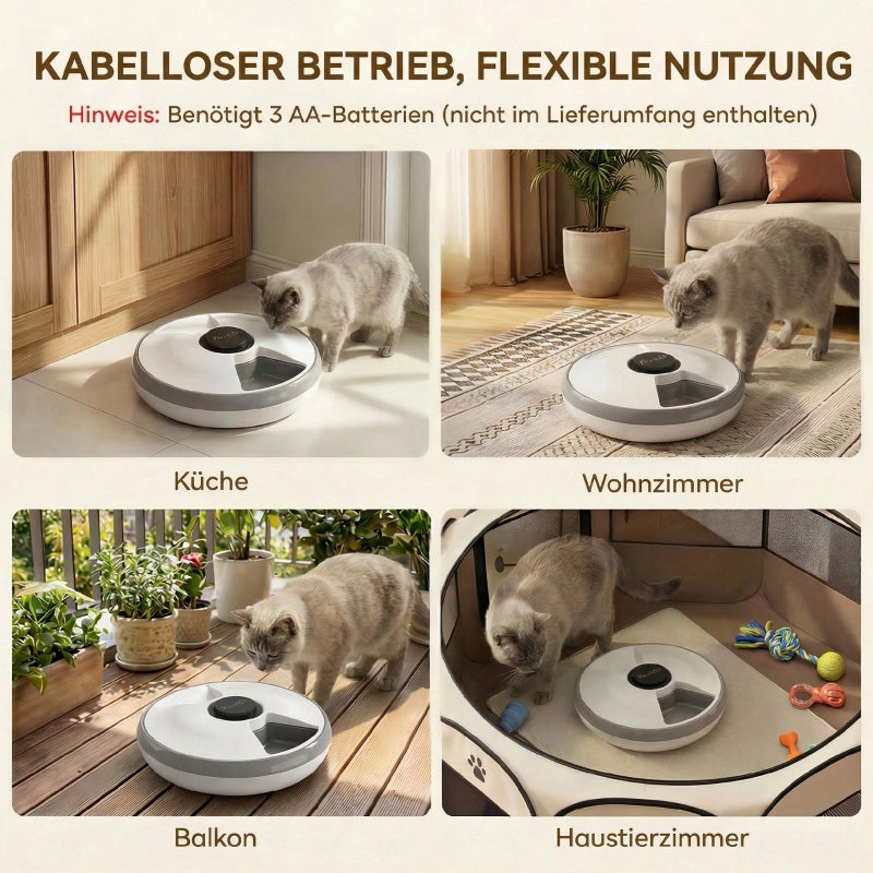 Distributore automatico di cibo per animali domestici, distributore automatico wireless con timer per un massimo di 6 pasti, display a LED, elemento
