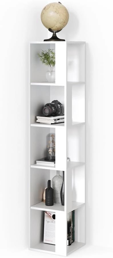 Scaffale angolare Lio, Bianco, 33.3 x 162.2 cm, per riporre libri e decorazioni negli angoli della stanza