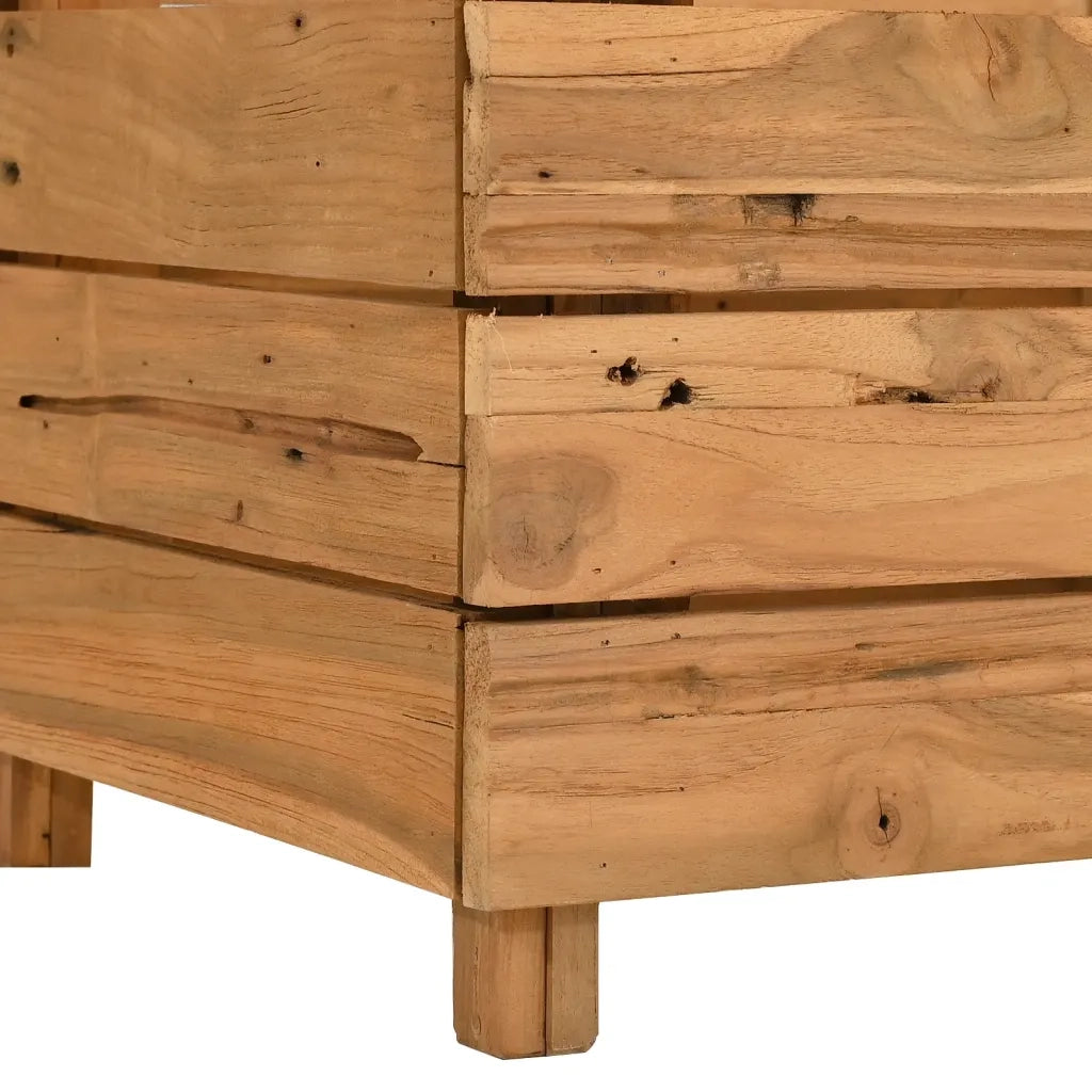 Fioriere | Cassetta per fiori | Letto Rialzato 100x40x38 cm Legno di Teak di Recupero e Acciaio