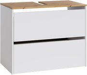Mobile sottolavabo per bagno Viktor, Bianco/Artisan, 80.2 x 65 cm, con foro per sifone e ripiano interno regolabile in altezza