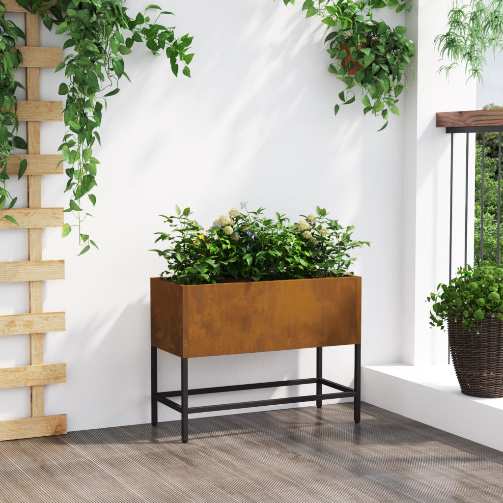 Fioriera rialzata 60x26x45 cm in acciaio resistente alle intemperie