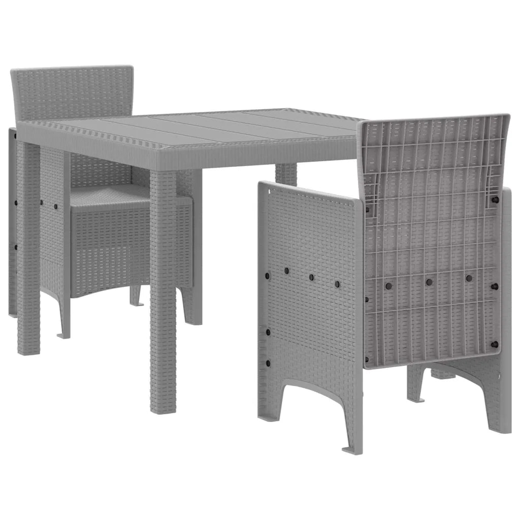 Set da Pranzo per Giardino 3 pcs Grigio chiaro Polipropilene