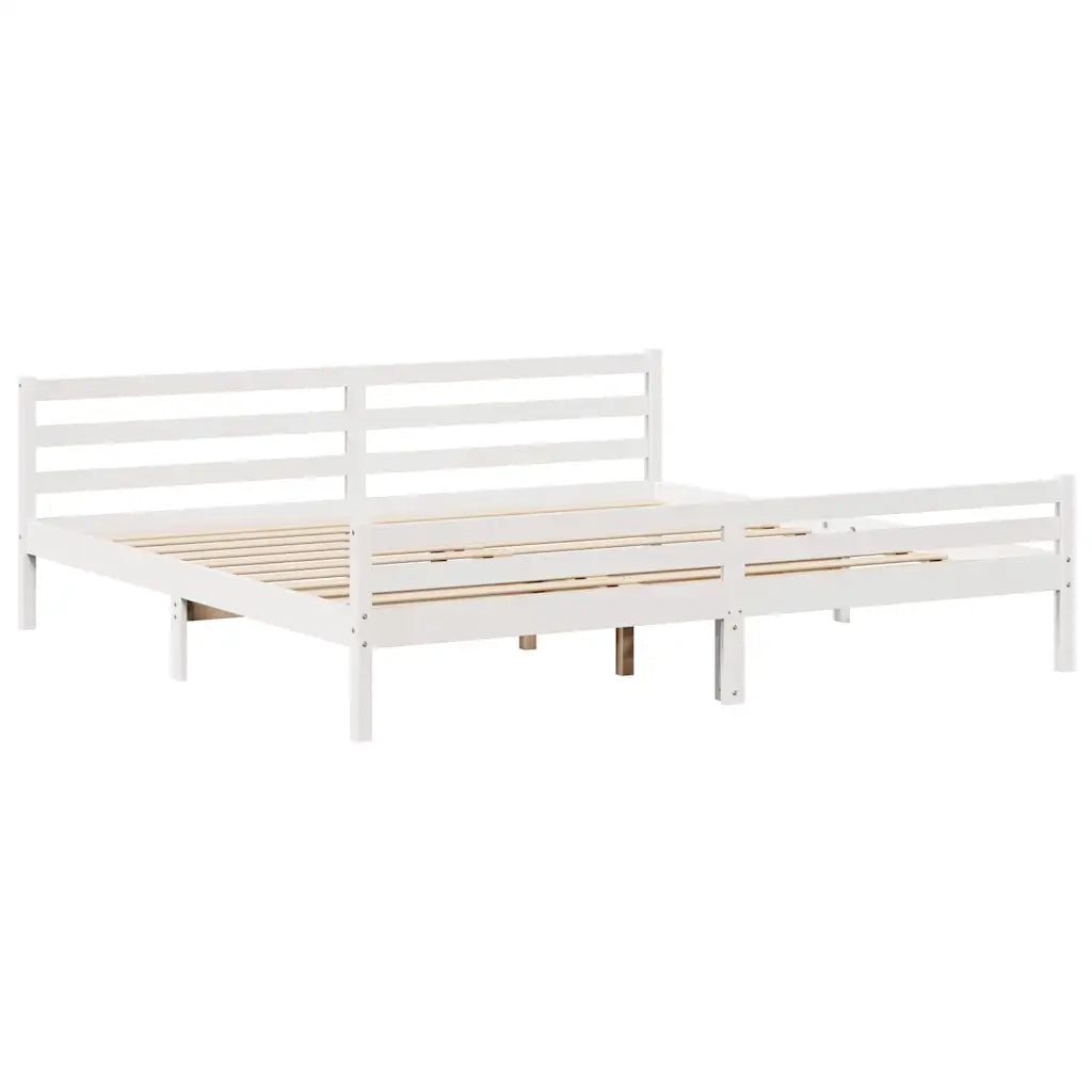 Giroletto senza Materasso-Struttura Letto Bianco 200x200 cm Legno Massello Pino 890399