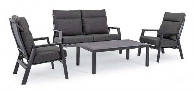 Set 2 Poltrone 72x81x98h cm Reclinabili con Cuscini Kledi Antracite