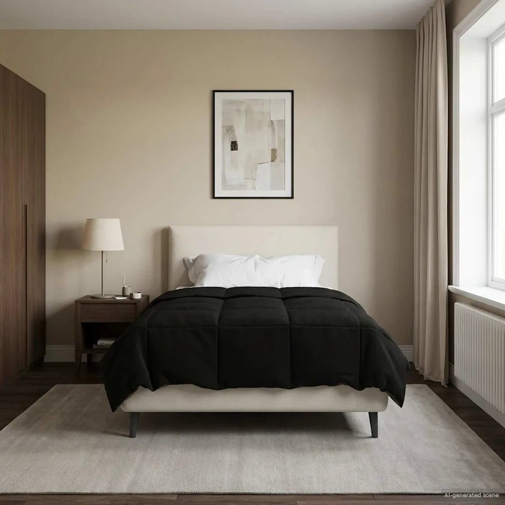 Duvet Invernale Trapuntato Nero 135 x 200 cm Microfibra
