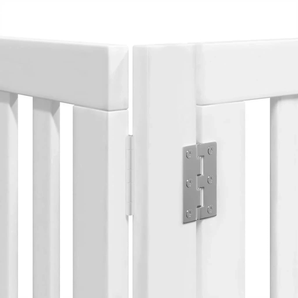 Cancelletto di sicurezza per animali domestici porta pieghevole 8 pannelli legno di pioppo bianco 02_0023263