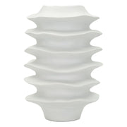 Vaso decorativo moderno a fasce ondulate bianco