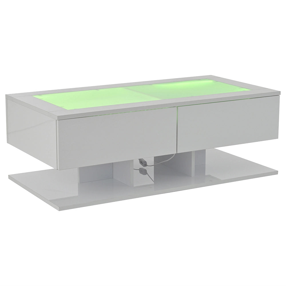 Tavolino design - Xylo - 100x50cm vetro LED bianco