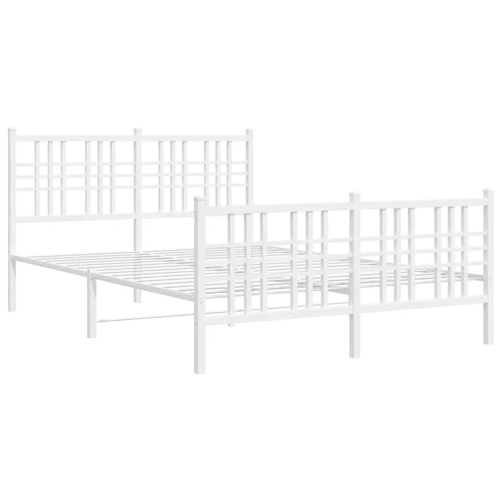 Letto matrimoniale | Letto per adulti | Giroletto con Testiera e Pediera Metallo Bianco 140x190 cm