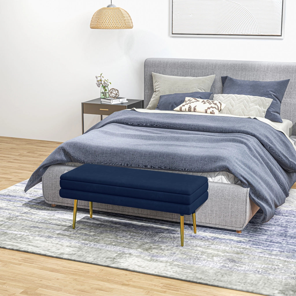 Divano a cassetti ¨C Zephmum ¨C Blu dorato 100x37.5x42 cm