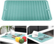 Asciugamano per piatti in silicone 30 x 40 cm - Resistente al calore - Antiscivolo - Asciugamano per piatti - Asciuga velocemente - Disegno di griglia ampio - Asciugamano per piatti