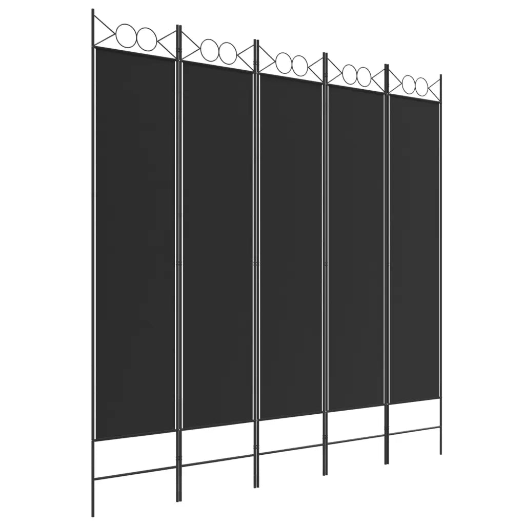Divisorio 5 Pannelli Nero 200x200 cm Tessuto 350157