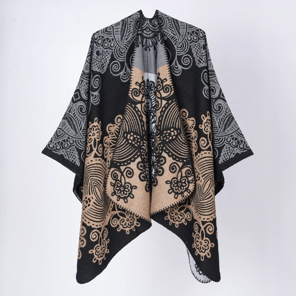 Cardigan/scialle a mantella da donna con motivo retr¨° a righe