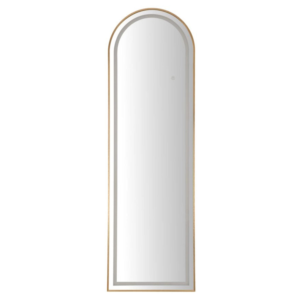 Specchio da terra LED Simple ad arco con cornice oro 57x166 cm