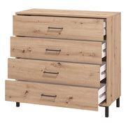 Vidor, Cassettiera 4 Cassetti, 93x40x90h cm Marrone Rovere Nodi
